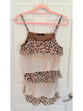 Pageboy Y2K Inspired Strappy Layered Animal Print Camisole Top Size Medium